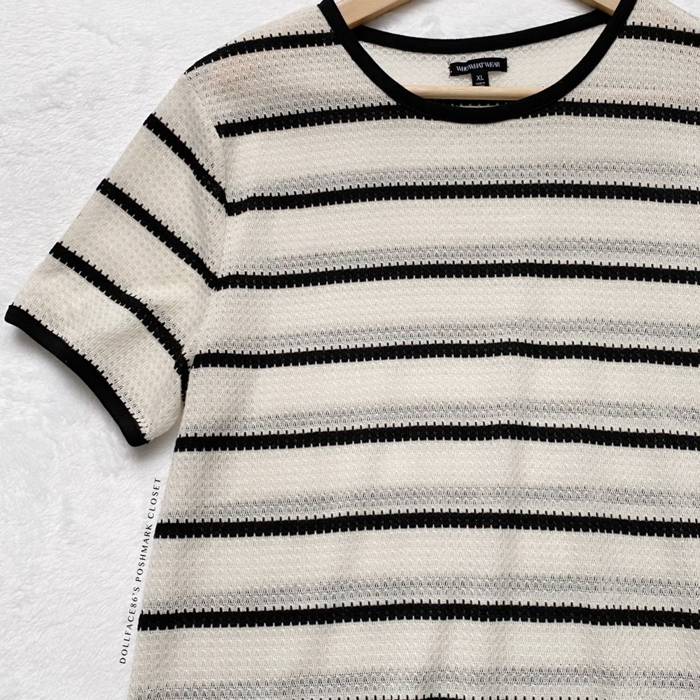 Black & White Semi Sheer Knit Top